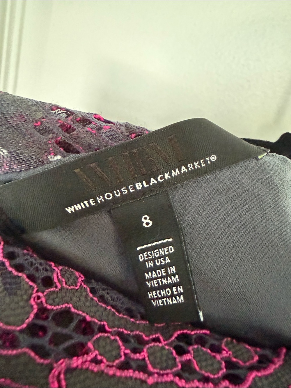 White House Black Market Gray Lace Sleeveless Camisole with Pink Embroidery - Picture 3 of 4